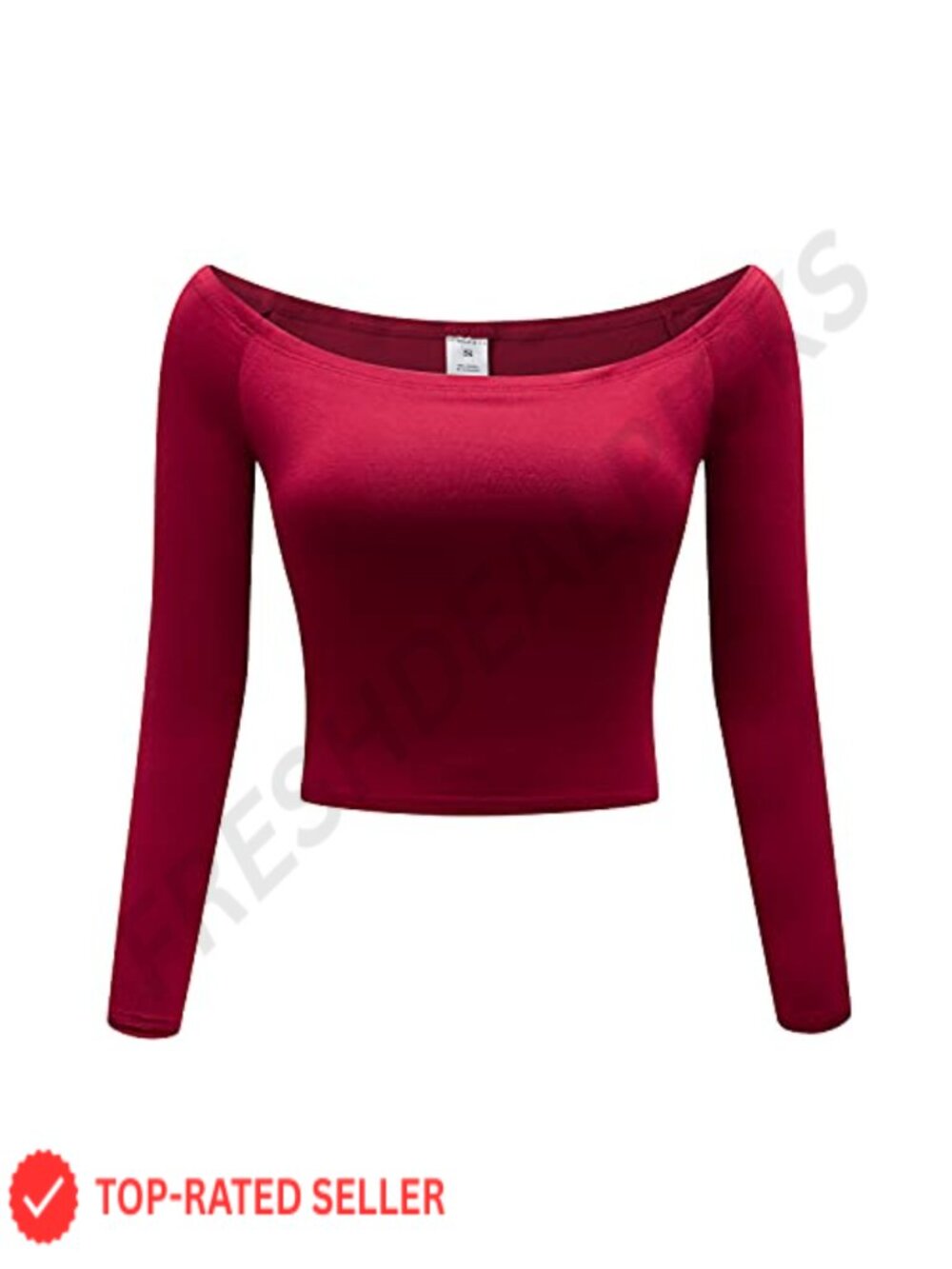Off Shoulder Long Sleeve Crop Top Stretch Layer Shirt